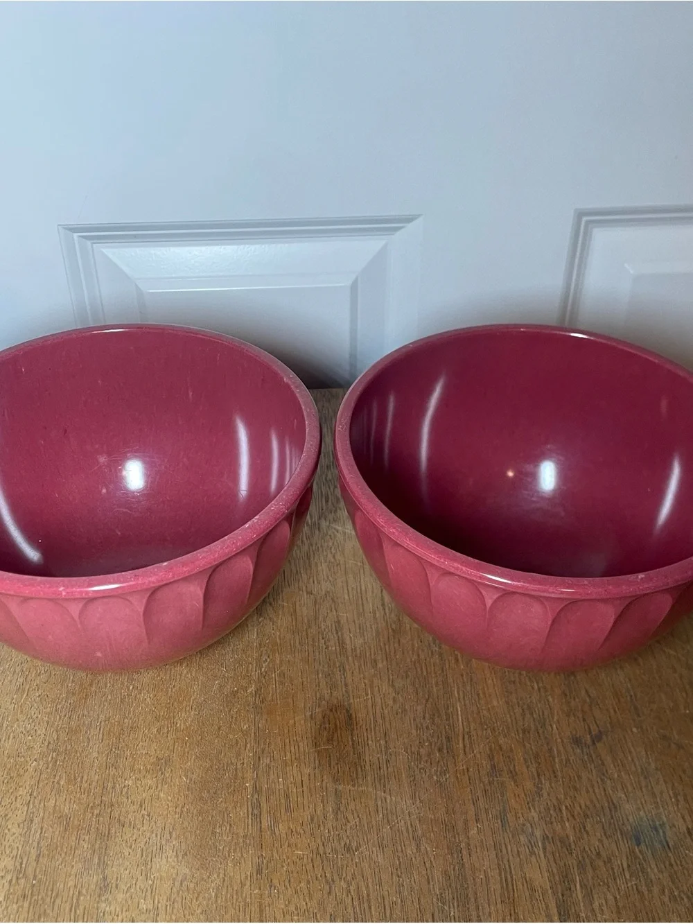 Vintage Boonton Ware Melamine Mixing Bowls Set of 2 Red 2Q USA-Rare